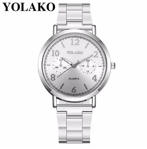 Женские Аналоговые кварцевые часы YOLAKO модные наручные из нержавеющей стали