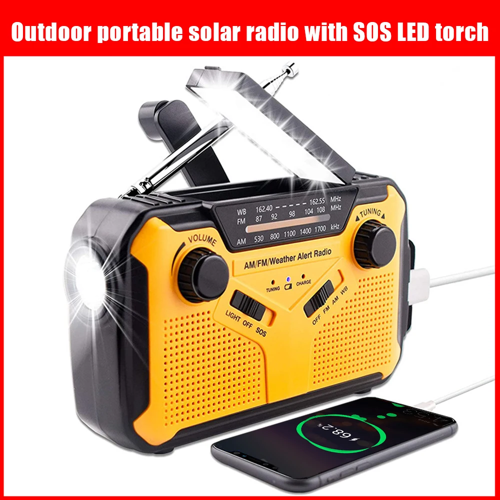 NOAA Emergency Weather Radio Portable Hand Crank Solar Weather Alert Radio NOAA AM FM with LED Flashlights Reading Lamp
NOAA Emergency Weather Radio Portable Hand Crank Solar Weather Alert Radio NOAA AM FM with LED Flashlights Reading Lamp