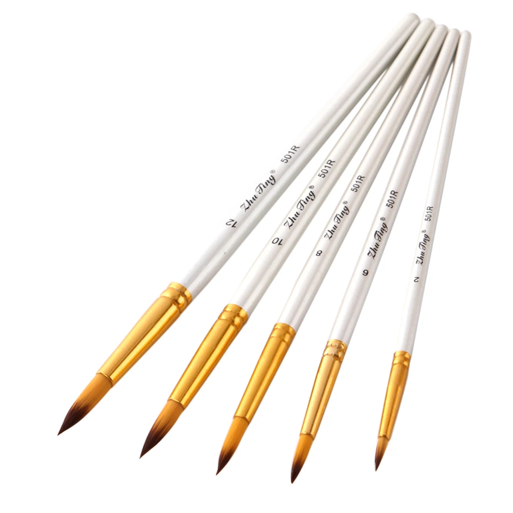 Round Pointed Tip Brushes – 5 Pcs Synthetic Nylon Art Paint Brush Set for Acrylic Watercolor Oil Painting
Round Pointed Tip Brushes – 5 Pcs Synthetic Nylon Art Paint Brush Set for Acrylic Watercolor Oil Painting