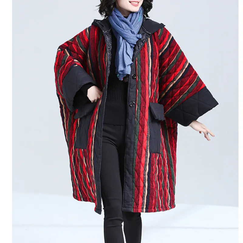 Winter Jacket Women Plus Size Loose Cotton Padded Coat Thick Warm Hooded Striped Ethnic Elegant Retro Veste Femme Long Parka
Winter Jacket Women Plus Size Loose Cotton Padded Coat Thick Warm Hooded Striped Ethnic Elegant Retro Veste Femme Long Parka