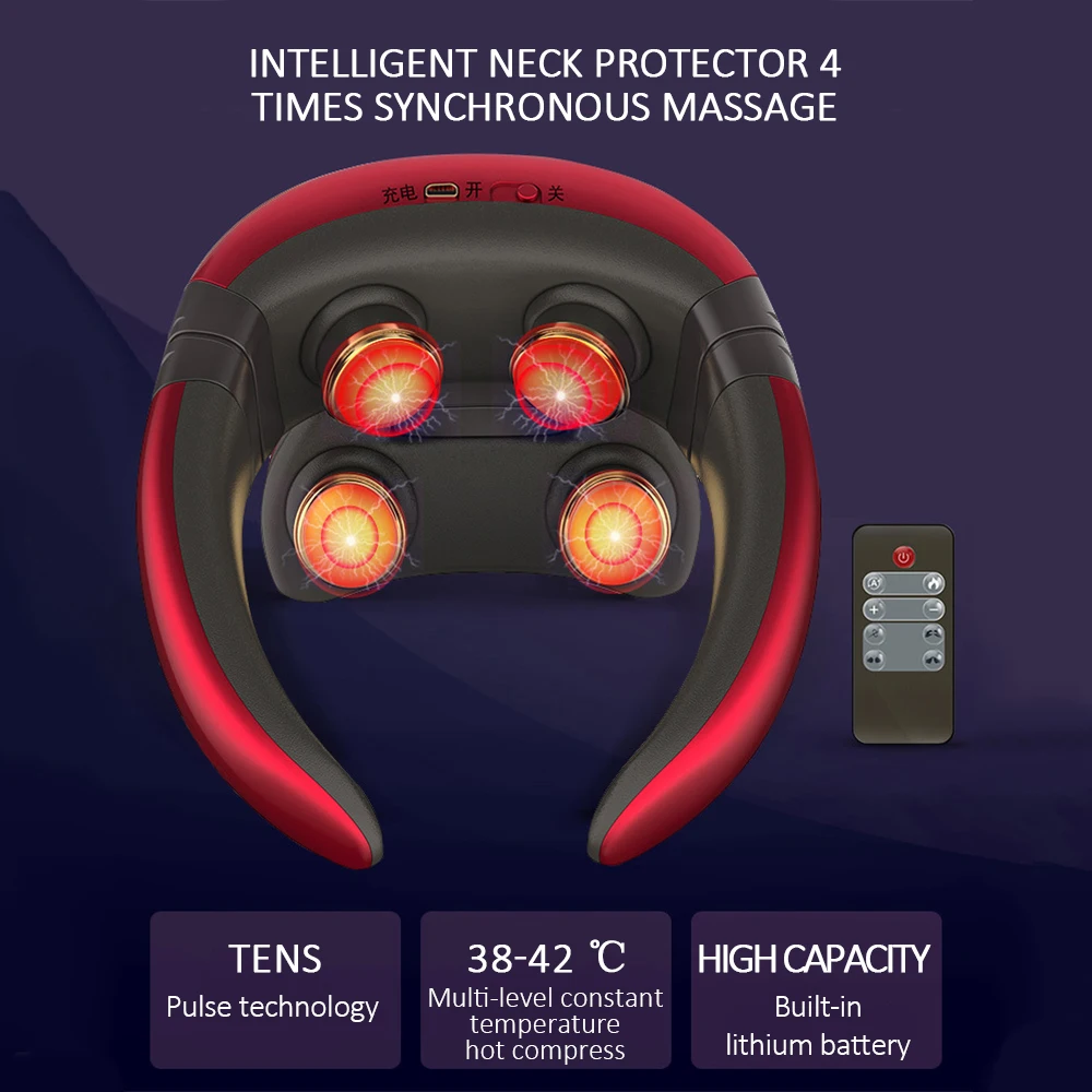 6 Modes 4D Electric Neck Massager Magnetic Pulse Back Power Control Far Infrared Heating Pain Relief Health Care Neck Relaxation