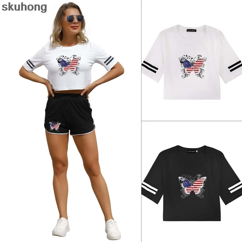 Vintage Butterfly Graphic Sexy Crop Tops Women Casual Short Sleeve Cotton Pullover Tees Summer Slim Streetwear T-shirt Woman
Vintage Butterfly Graphic Sexy Crop Tops Women Casual Short Sleeve Cotton Pullover Tees Summer Slim Streetwear T-shirt Woman