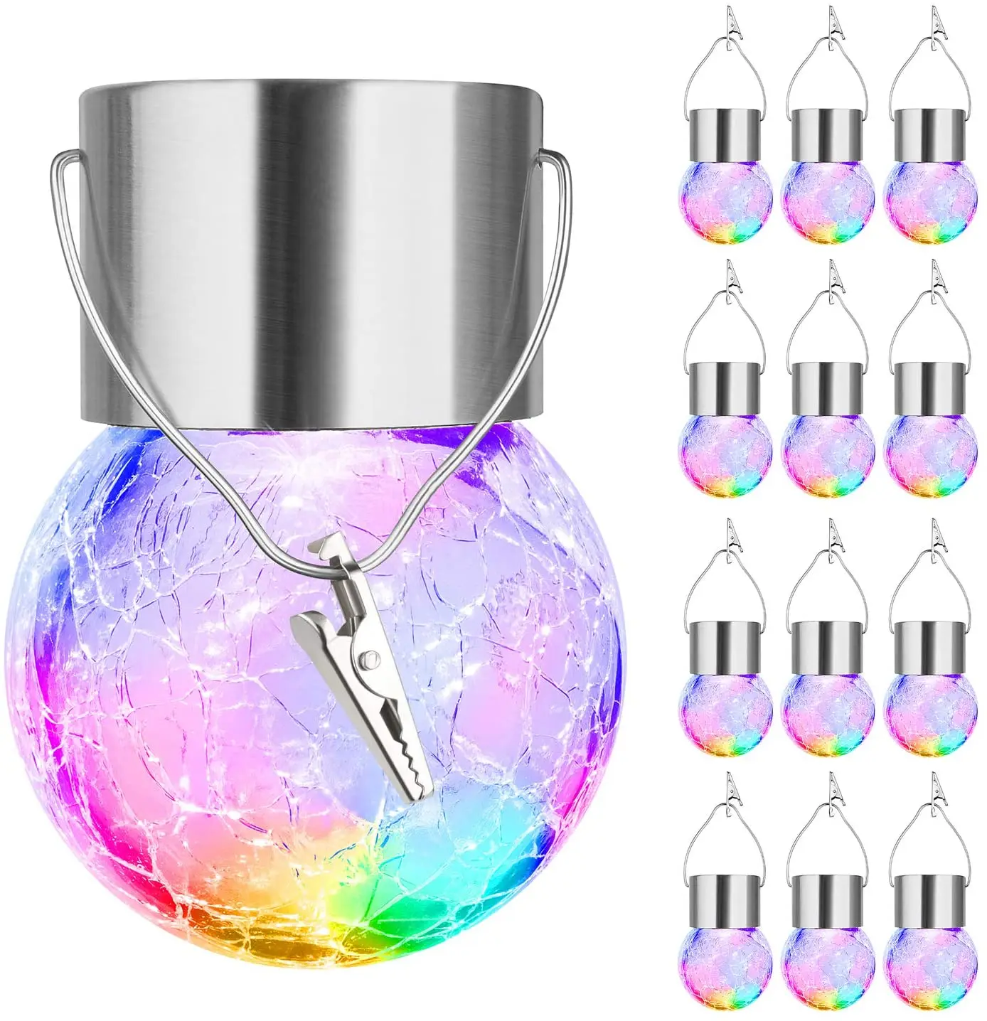 12 Pieces Of Outdoor Waterproof Hanging Solar Light Cracked Glass Ball Light Garden Balcony Path Party Decoration Light
12 Pieces Of Outdoor Waterproof Hanging Solar Light Cracked Glass Ball Light Garden Balcony Path Party Decoration Light