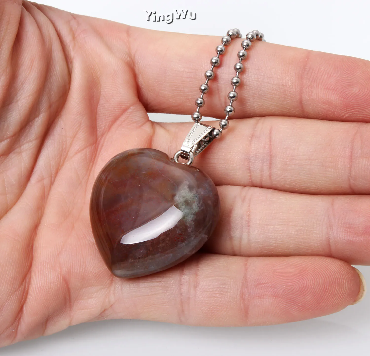 Yingwu подвеска в виде сердца опала камня 25 мм драгоценный камень чакра ожерелье