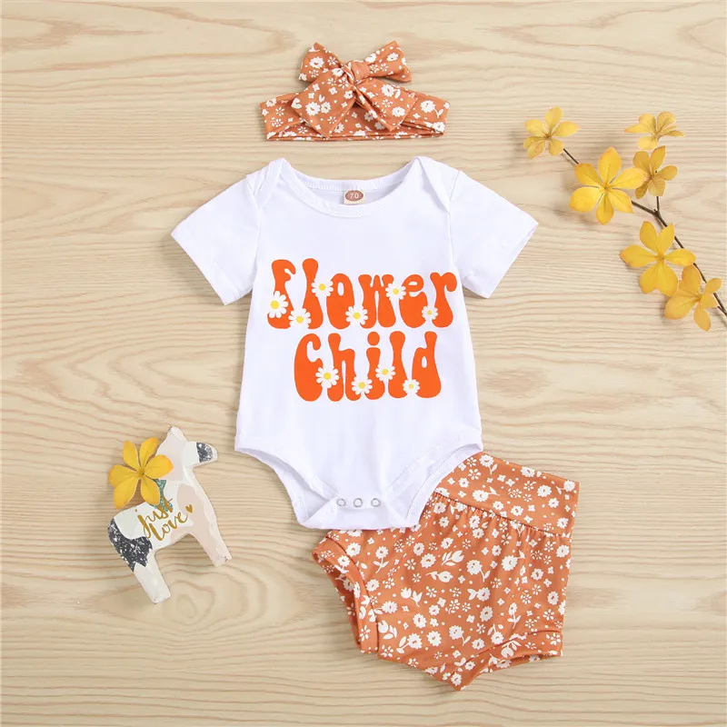 Baby Girls 3Pcs Summer Outfits, Short Sleeve Bodysuit + Floral Shorts + Headband Set Little Baby Summer Casual Clothing Set
Baby Girls 3Pcs Summer Outfits, Short Sleeve Bodysuit + Floral Shorts + Headband Set Little Baby Summer Casual Clothing Set