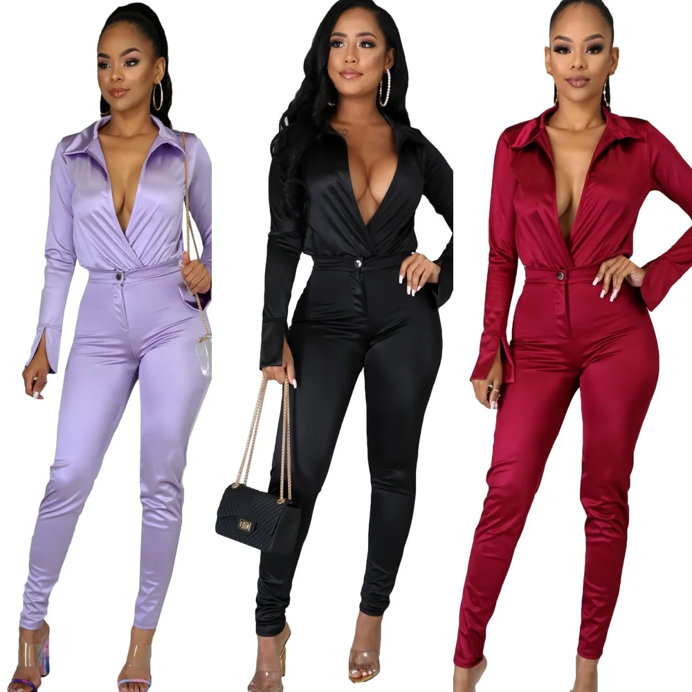 S-2xl Satin Women Elegant Lapel Long Sleeve Lounge Wear Pencil Pants Two Piece Set Ladies Clothing 2pcs Wholesale Dropshipping
S-2xl Satin Women Elegant Lapel Long Sleeve Lounge Wear Pencil Pants Two Piece Set Ladies Clothing 2pcs Wholesale Dropshipping