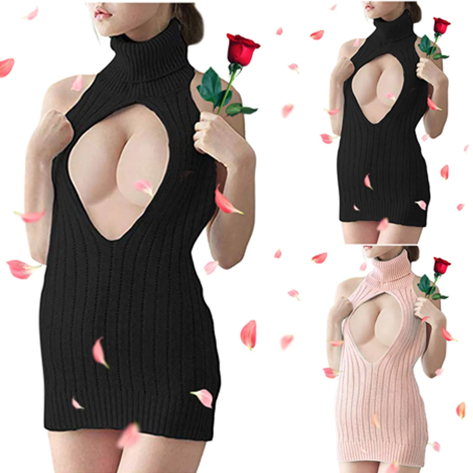 Women's Sexy Dress Open Chest Back Backless Mini Dress Solid Color Provocative Sweater Passion Pullover Sleeveless Bodycon Dress
Women's Sexy Dress Open Chest Back Backless Mini Dress Solid Color Provocative Sweater Passion Pullover Sleeveless Bodycon Dress