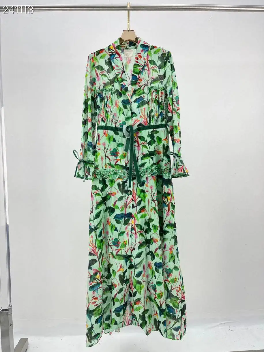 2021 Winter Designer Fashion Runway Long Dress Women's V-neck Flare Sleeves Slim Flowers Print Belt Ruffles Hot Dress
2021 Winter Designer Fashion Runway Long Dress Women's V-neck Flare Sleeves Slim Flowers Print Belt Ruffles Hot Dress