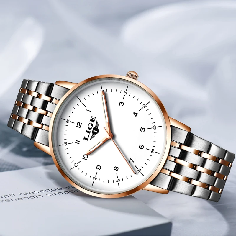 2020 новые модные часы для женщин LIGE Брендовые женские креативные стальные с
