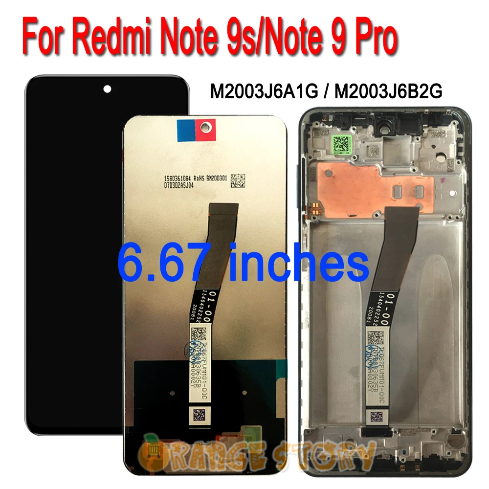 ЖК-дисплей для Xiaomi 6 67 Redmi Note 9s дюйма сенсорный экран запасные части Redmy Note9s 9 Pro 9Pro |