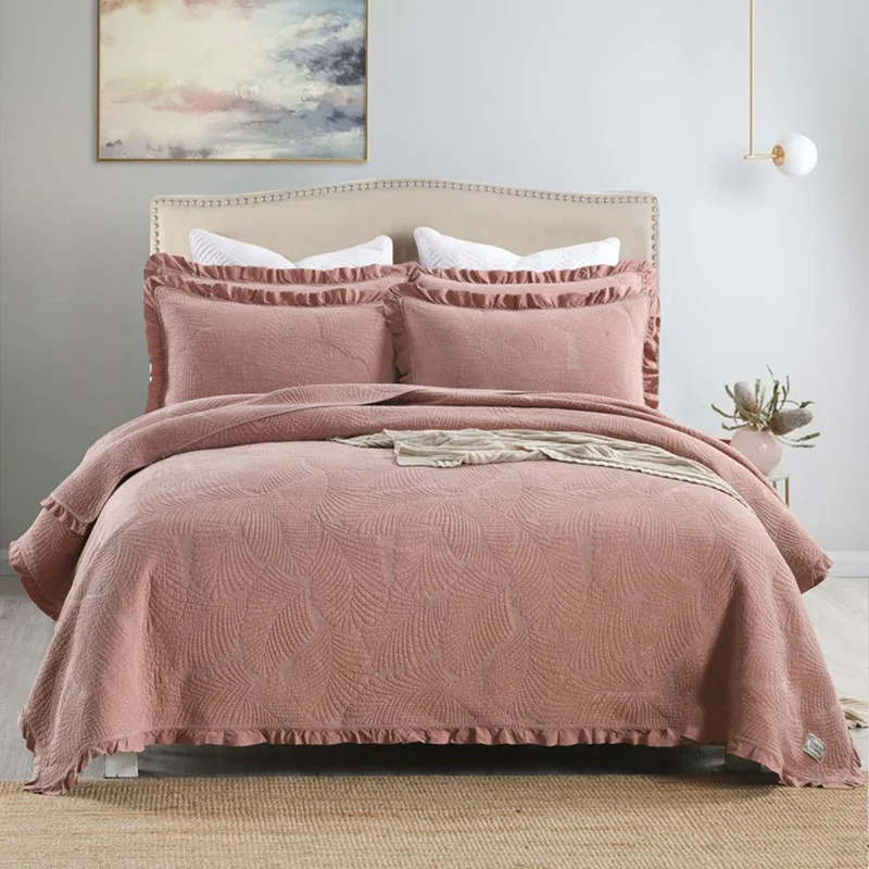 Quality Sand Wash Bedspreads Cotton Quilt Set 3pcs Embroidered Quilts Lace Bed Cover Shams King Queen Quilted Coverlet CHAUSUB
Quality Sand Wash Bedspreads Cotton Quilt Set 3pcs Embroidered Quilts Lace Bed Cover Shams King Queen Quilted Coverlet CHAUSUB