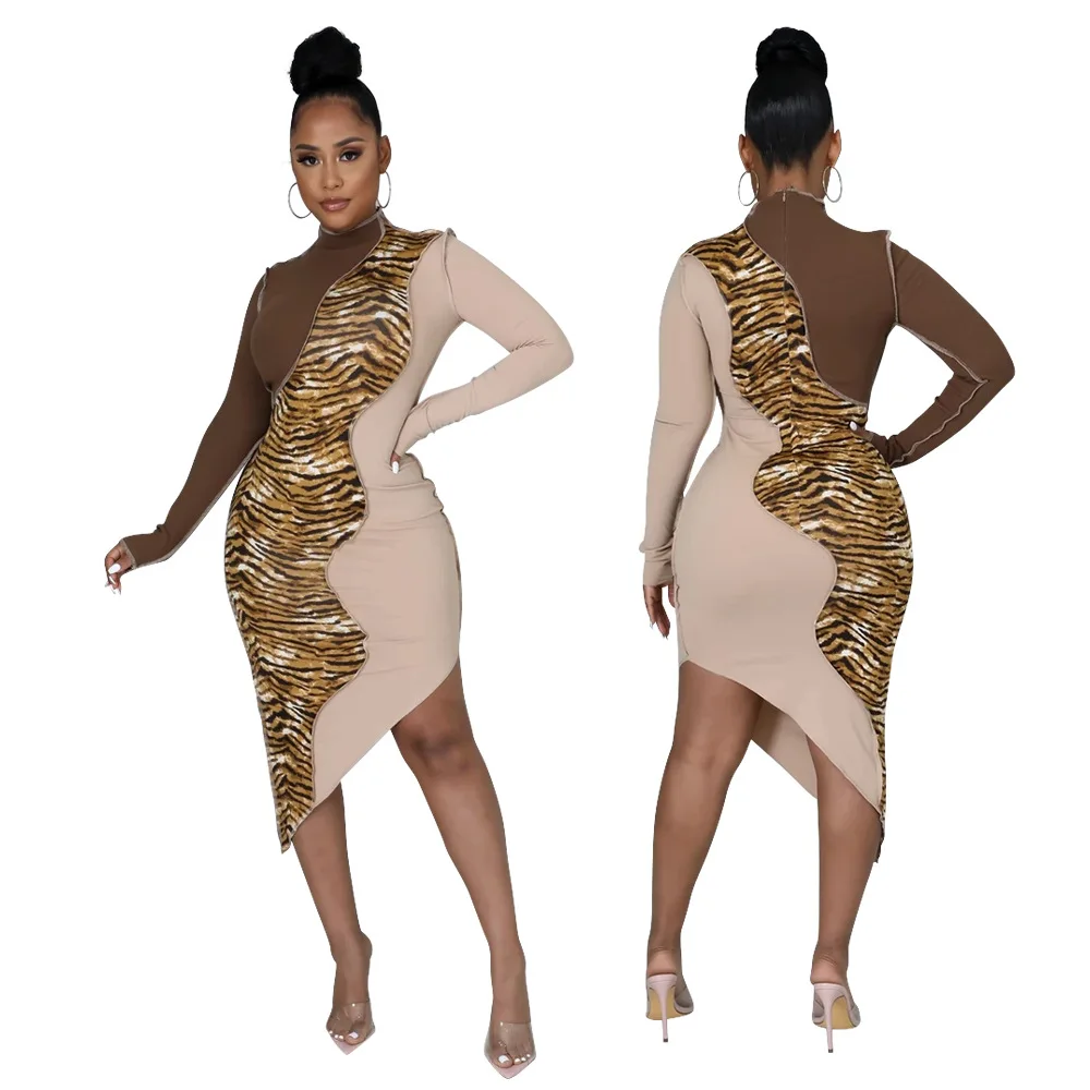 Women Dress Print Patchwork Full Sleeve Stretchy Midi Dresses Autumn Fashion Sexy Asymmetric Vestidos
Women Dress Print Patchwork Full Sleeve Stretchy Midi Dresses Autumn Fashion Sexy Asymmetric Vestidos
