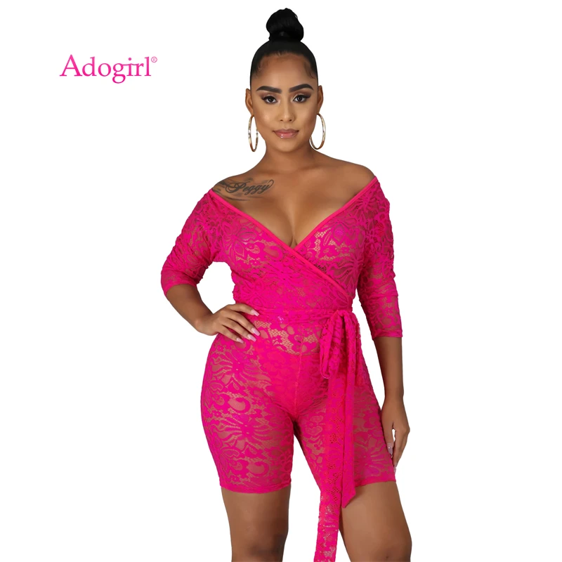 Adogirl Highly Stretchy See Through Lace Shorts Jumpsuit Women Sexy V Neck Off Shoulder 3/4 Sleeve Club Romper Fashion Playsuit
Adogirl Highly Stretchy See Through Lace Shorts Jumpsuit Women Sexy V Neck Off Shoulder 3/4 Sleeve Club Romper Fashion Playsuit
