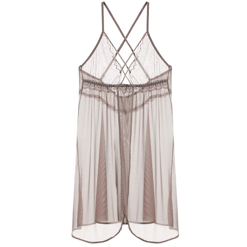 Sexy Ladies Thin Nightdress Front Cross Mesh home dress Short Sling Nightgown With Thong One Size 3 Colors
Sexy Ladies Thin Nightdress Front Cross Mesh home dress Short Sling Nightgown With Thong One Size 3 Colors