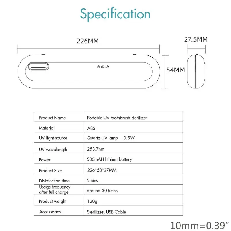 X11 Portable UV Toothbrush Sterilizer Holder Ultraviolet Disinfection Box USB Charging Cleaner for Home Use Supplies
X11 Portable UV Toothbrush Sterilizer Holder Ultraviolet Disinfection Box USB Charging Cleaner for Home Use Supplies