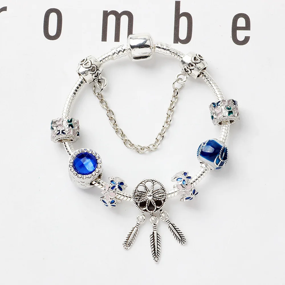 New Valentine's Day S925 silver Fit Original Pandoras Blue dreamcatcher Pendant bracelet jewelry charm beads DIY bangles Gifts
New Valentine's Day S925 silver Fit Original Pandoras Blue dreamcatcher Pendant bracelet jewelry charm beads DIY bangles Gifts