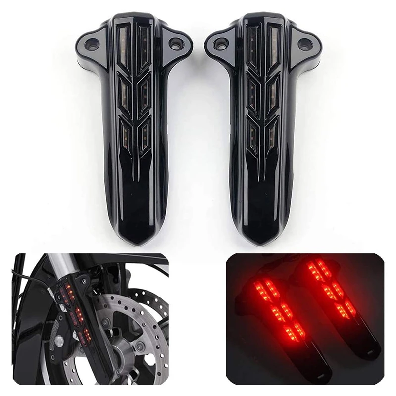 Motorcycle Chrome LED Light Front Lower Fork Leg Slider Cover for Road King Street Electra Glide 2014-2019 
Motorcycle Chrome LED Light Front Lower Fork Leg Slider Cover for Road King Street Electra Glide 2014-2019