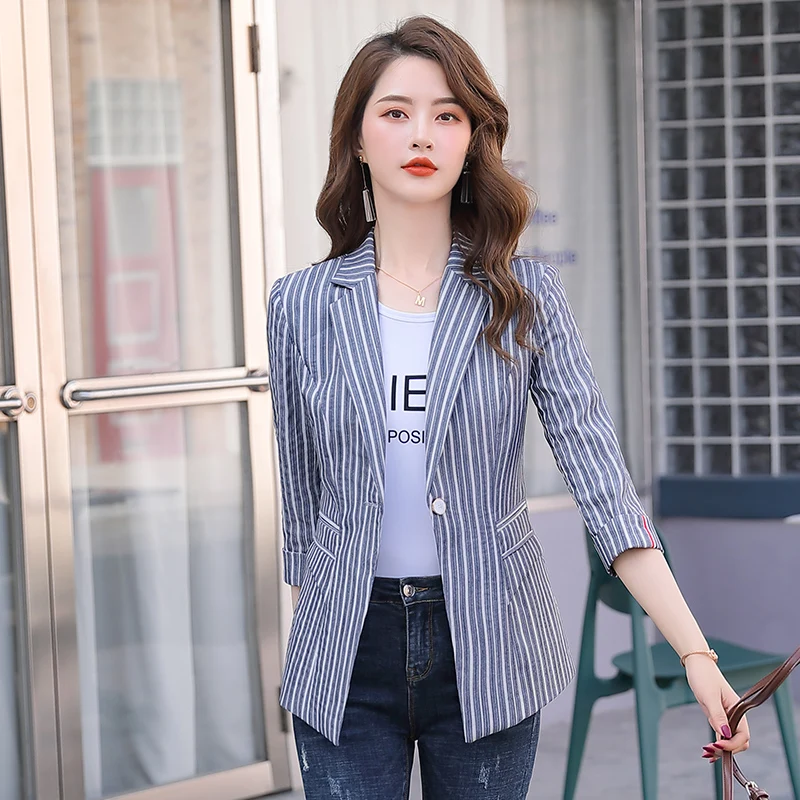 Casual Office Business Blazers Women Fashion 3/4 Sleeve Blazers Stripe Jacket Office Ladies Work Coat Black White Plus Size
Casual Office Business Blazers Women Fashion 3/4 Sleeve Blazers Stripe Jacket Office Ladies Work Coat Black White Plus Size