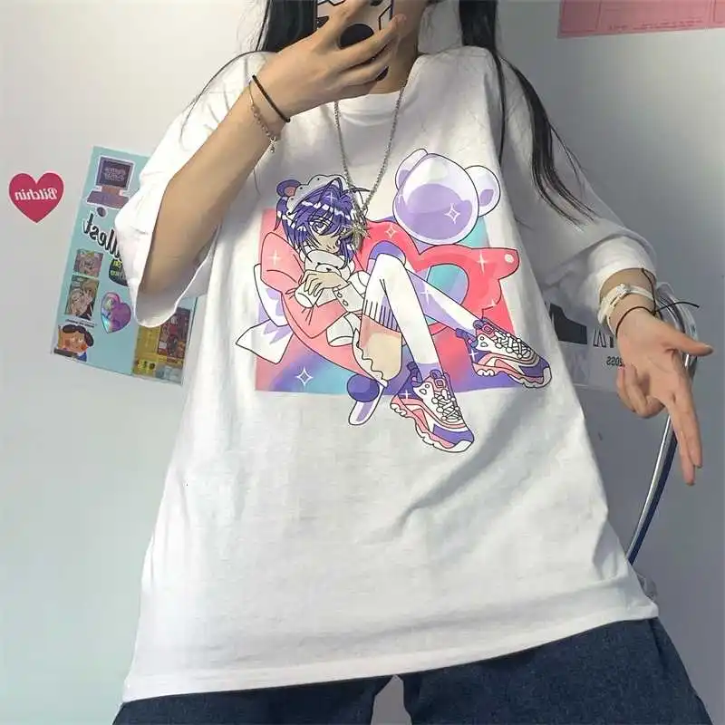 Summer Short-Sleeved Beautiful Girl Cute Harajuku Style Round Neck Short-Sleeved T-shirt Two-Dimensional Printed Top Women
Summer Short-Sleeved Beautiful Girl Cute Harajuku Style Round Neck Short-Sleeved T-shirt Two-Dimensional Printed Top Women