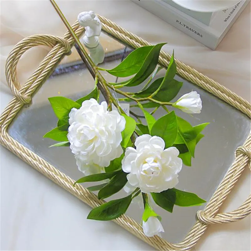 

7Pcs Fake Single Stem Camellia (4 heads/piece) 22.83" Length Simulation Gardenia for Wedding Home Decorative Artificial Flowers