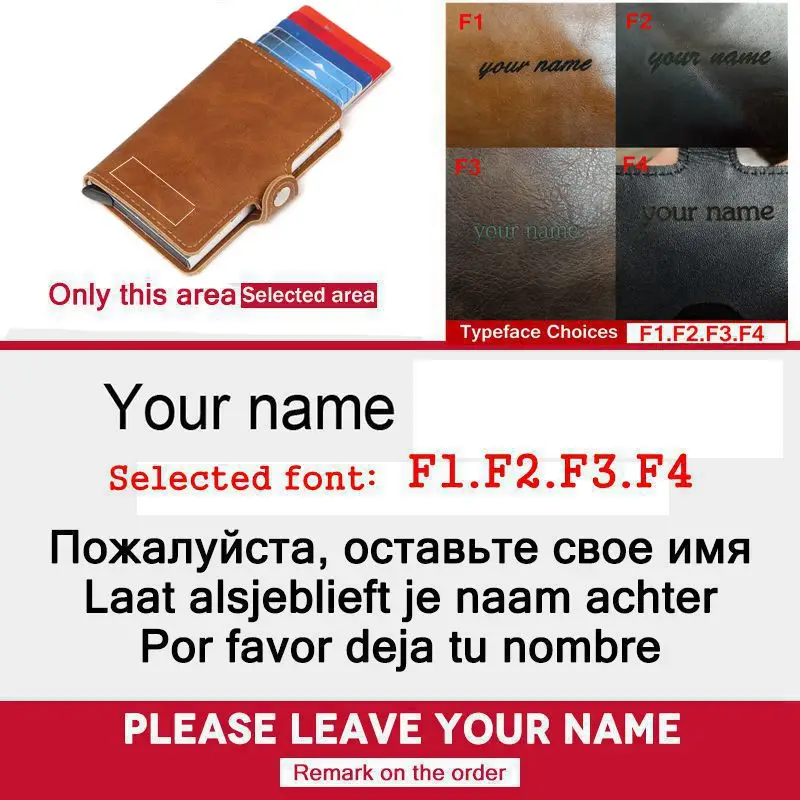 Laser engraving Men Crazy Horse Leather Wallet Aluminum RFID Pocket mini Wallet Card holder Blocking Automatic pop up purse
Laser engraving Men Crazy Horse Leather Wallet Aluminum RFID Pocket mini Wallet Card holder Blocking Automatic pop up purse
