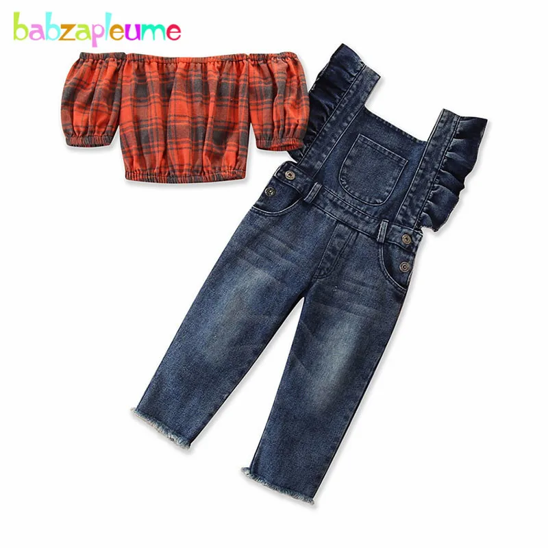 2Piece/1-6Years/2020 Spring Summer Baby Girls Clothes Fashion Plaid T-shirt+Overalls Kids Jeans For Children Clothing Set BC1615
2Piece/1-6Years/2020 Spring Summer Baby Girls Clothes Fashion Plaid T-shirt+Overalls Kids Jeans For Children Clothing Set BC1615