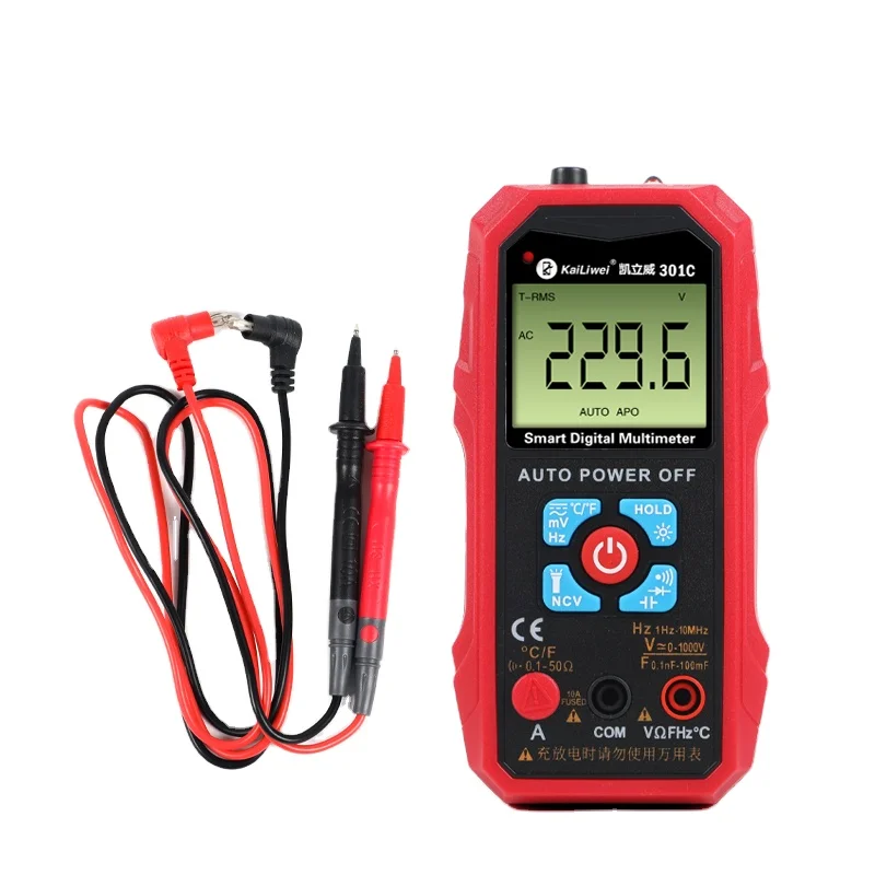 Kailiwei 301CNCV Digital Multimeter 6000 Counts Auto Ranging AC/DC Voltage Meter Flash Back Light Large Screen Tester Multimeter
Kailiwei 301CNCV Digital Multimeter 6000 Counts Auto Ranging AC/DC Voltage Meter Flash Back Light Large Screen Tester Multimeter
