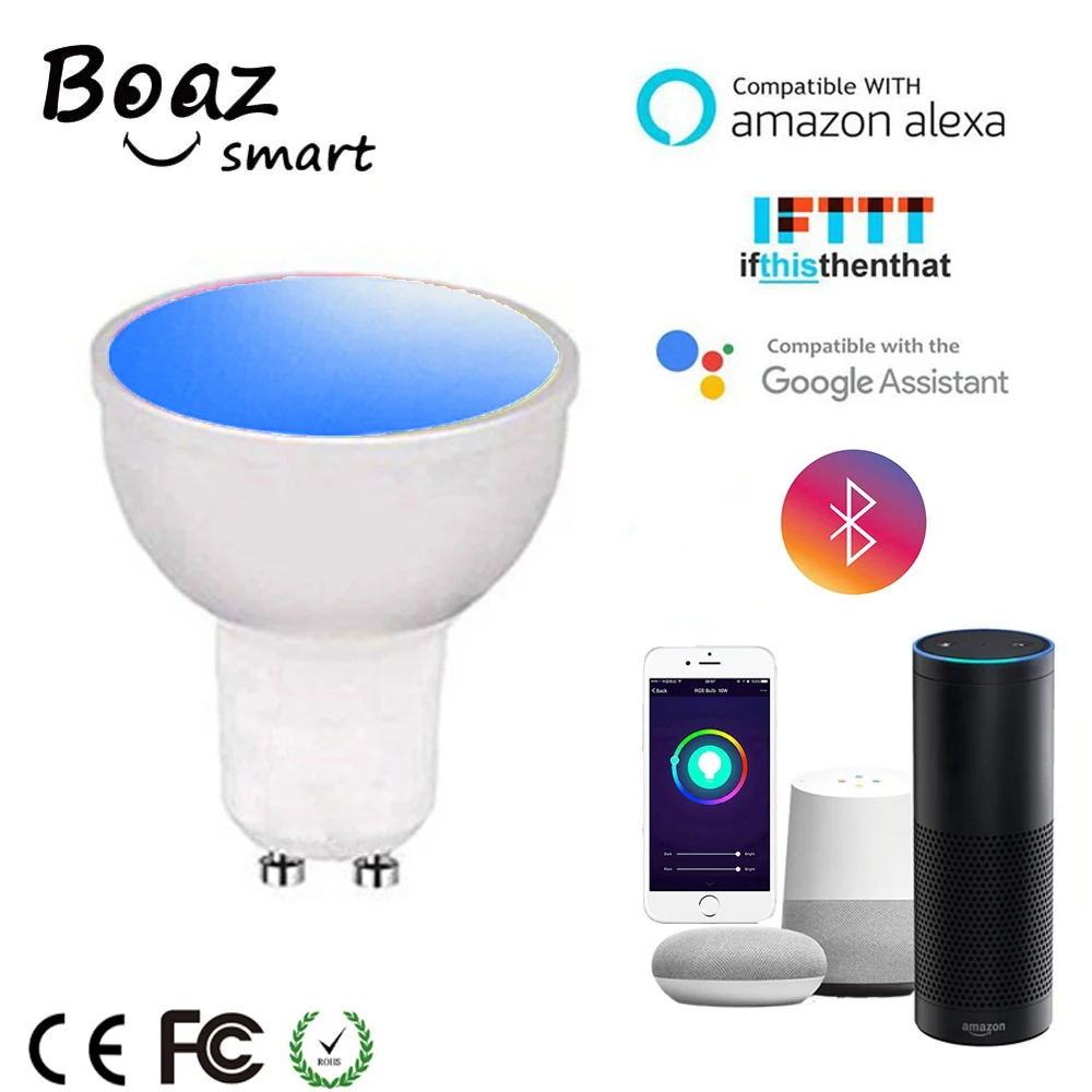 Фото Умная светодиодная лампа Boaz Smart life Gu10 с сеткой и Bluetooth умный прожектор