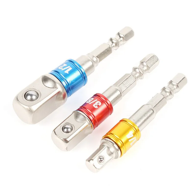 3pcs hex handle square head socket extension universal sleeve connecting rod 1/2 1/4 3/8 Hand Tools