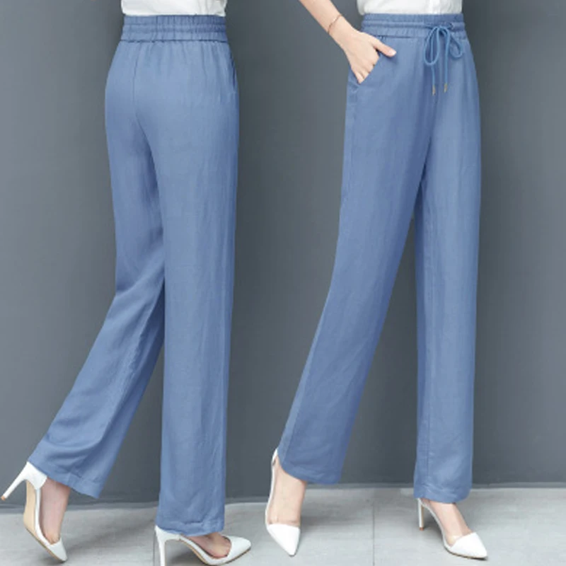 Spring Casual Solid Woman's Tencel Trousers Elastic High Waist Loose Ladies Full Length Pants Female Wide Leg Trousers
Spring Casual Solid Woman's Tencel Trousers Elastic High Waist Loose Ladies Full Length Pants Female Wide Leg Trousers