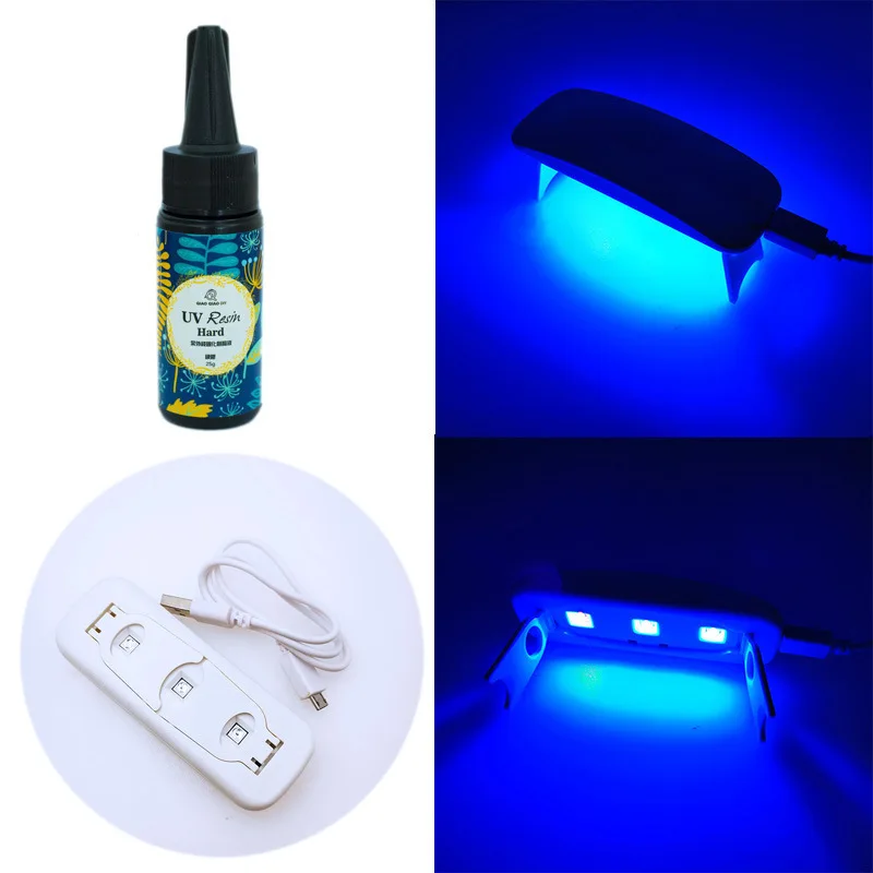 

25g UV Epoxy Resin With 3W UV LED Lamp Dryer Kit Resin Curing Helper Mold Hard For Handmade DIY Jewelry Making Tools