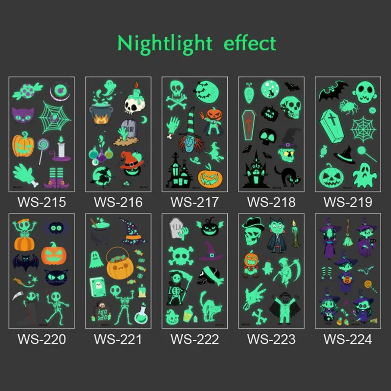 5Pcs New Style Halloween Luminous Stickers Cute Funny Halloween Cartoon Luminous Eco-friendly Tattoo Waterproof Safety Sticker
5Pcs New Style Halloween Luminous Stickers Cute Funny Halloween Cartoon Luminous Eco-friendly Tattoo Waterproof Safety Sticker