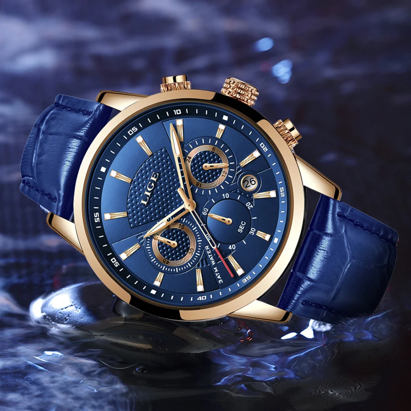 2020 Men Watch LIGE Top Brand Blue Leather Chronograph Waterproof Sport Automatic Date Quartz Watches For Mens Relogio Masculino
2020 Men Watch LIGE Top Brand Blue Leather Chronograph Waterproof Sport Automatic Date Quartz Watches For Mens Relogio Masculino