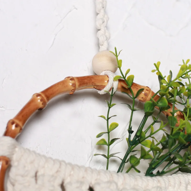 Bamboo Hanging Basket Hand-woven Dried Flowers Hanging Tapestry Home Decoration for Living Room Pequena Cesta Colgante Mimbre 
Bamboo Hanging Basket Hand-woven Dried Flowers Hanging Tapestry Home Decoration for Living Room Pequena Cesta Colgante Mimbre