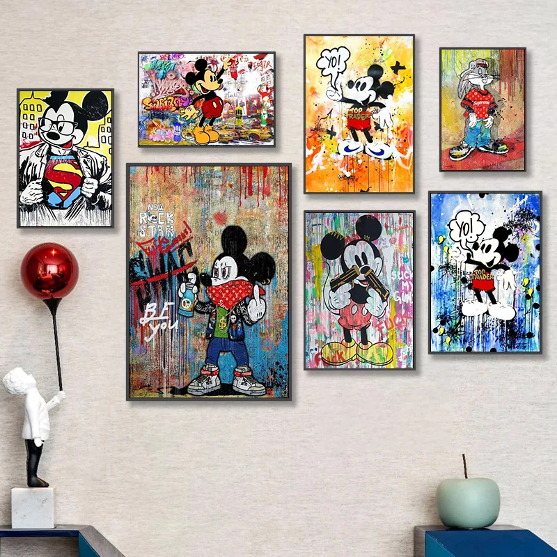Disney Graffiti Street Art Mickey Mouse Canvas Painting Posters and Prints Cartoon Wall Art Pictures for Living Room Home Decor 
Disney Graffiti Street Art Mickey Mouse Canvas Painting Posters and Prints Cartoon Wall Art Pictures for Living Room Home Decor