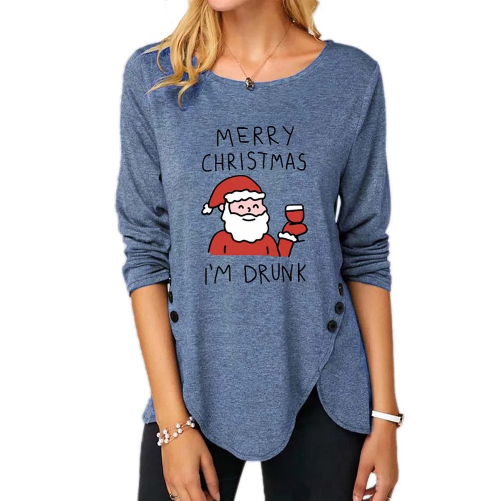#w Plus Size I'm Drunk Print Tshirt for Women Round Collar Full Sleeve Tunic Clothing Buttons Casual Irregular t-shirt christmas
#w Plus Size I'm Drunk Print Tshirt for Women Round Collar Full Sleeve Tunic Clothing Buttons Casual Irregular t-shirt christmas