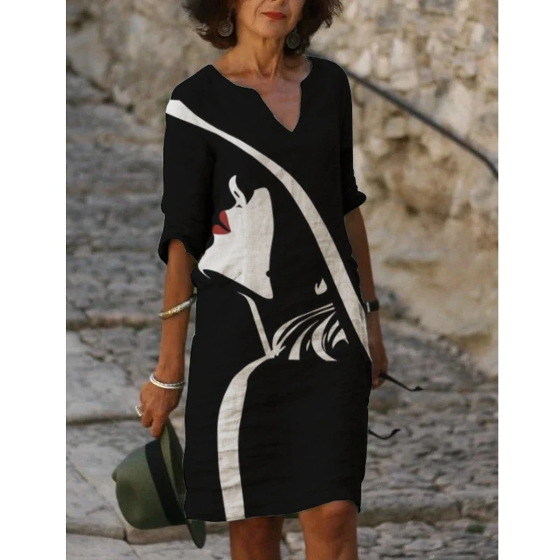 WEPBEL Printed Loose Dress Women's Casual Dress Summer Fashion Loose V-neck Half Sleeve Dress
WEPBEL Printed Loose Dress Women's Casual Dress Summer Fashion Loose V-neck Half Sleeve Dress