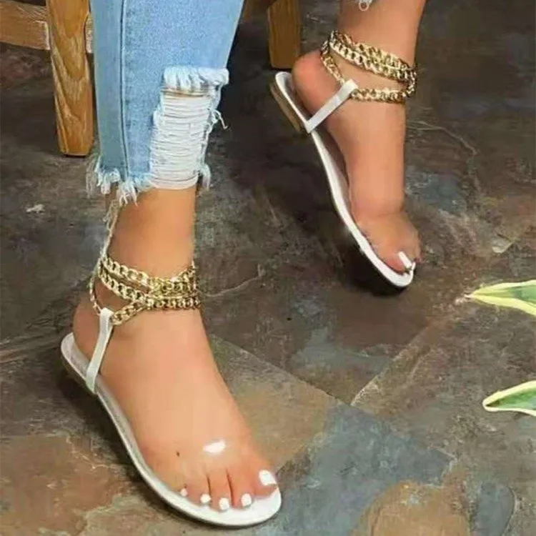 LLOGAI 2021 Summer New Style Flat Sandals Fashion Solid Color Chain Open Toe Outdoor Women's Shoes Plus Size 43 Sandalias Mujer
LLOGAI 2021 Summer New Style Flat Sandals Fashion Solid Color Chain Open Toe Outdoor Women's Shoes Plus Size 43 Sandalias Mujer