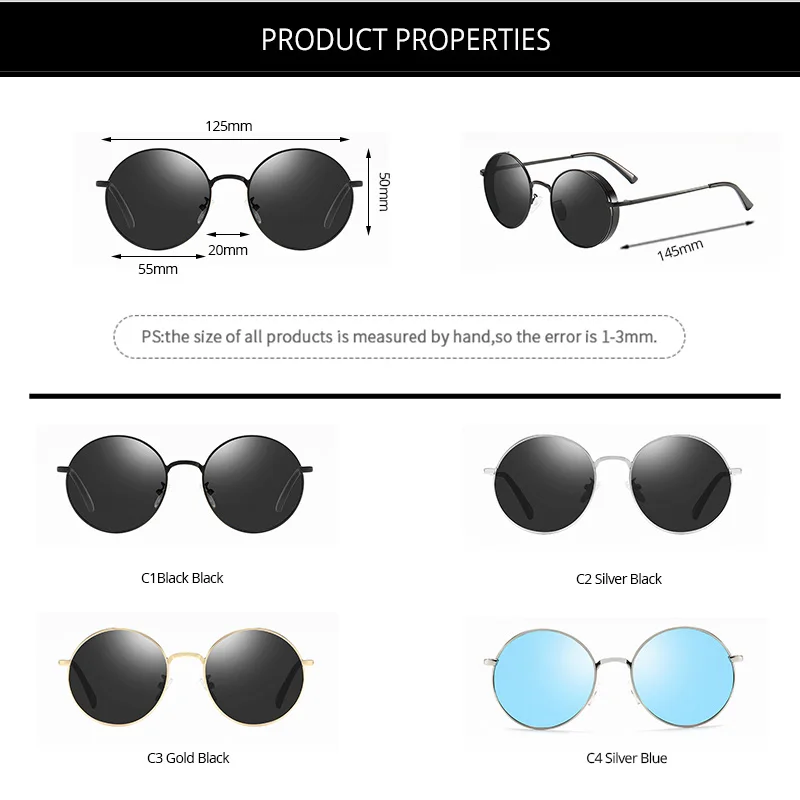 COASION 2020 Round Steampunk Sunglasses Men Women Polarized Metal Frame Retro Punk Sun Glasses UV400 lentes de sol mujer CA1477
COASION 2020 Round Steampunk Sunglasses Men Women Polarized Metal Frame Retro Punk Sun Glasses UV400 lentes de sol mujer CA1477