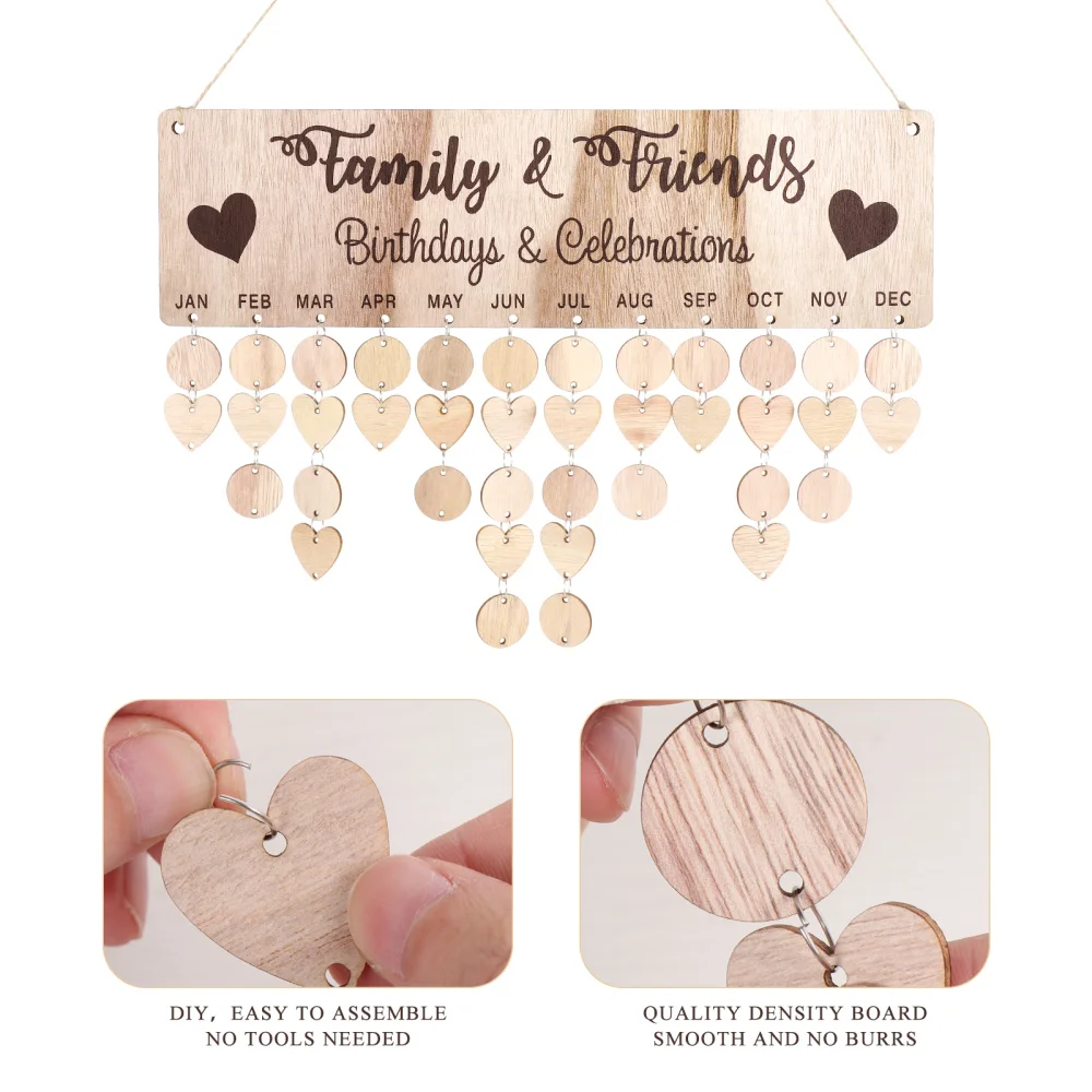 Toyvian DIY Wooden Calendar Reminder Plaque Board Home Family Party Wall Hanging for Friends & Family
Toyvian DIY Wooden Calendar Reminder Plaque Board Home Family Party Wall Hanging for Friends & Family