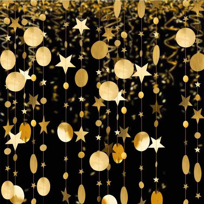 Gold silver stars wafer garland ribbons birthday party wedding Christmas ornaments items 4 meters
Gold silver stars wafer garland ribbons birthday party wedding Christmas ornaments items 4 meters