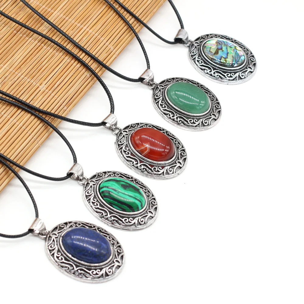 Natural Stone Agates Crystal Quartzs Egg Shape Lapis Lazuli Amethysts Necklace Pendant Women Jewelry Gift 33x45mm Length 55cm
Natural Stone Agates Crystal Quartzs Egg Shape Lapis Lazuli Amethysts Necklace Pendant Women Jewelry Gift 33x45mm Length 55cm