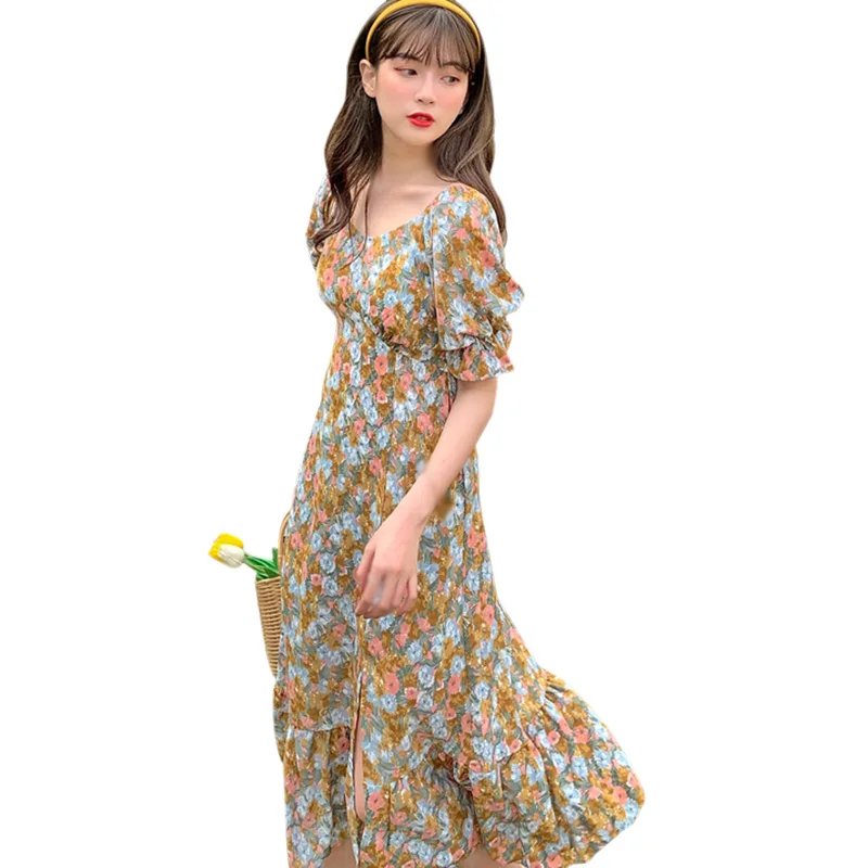 Summer Beach Dress Women Floral Printed Long Dress Casual Split Ladies Short Sleeve Sexy Party Dress Robe Female
Summer Beach Dress Women Floral Printed Long Dress Casual Split Ladies Short Sleeve Sexy Party Dress Robe Female
