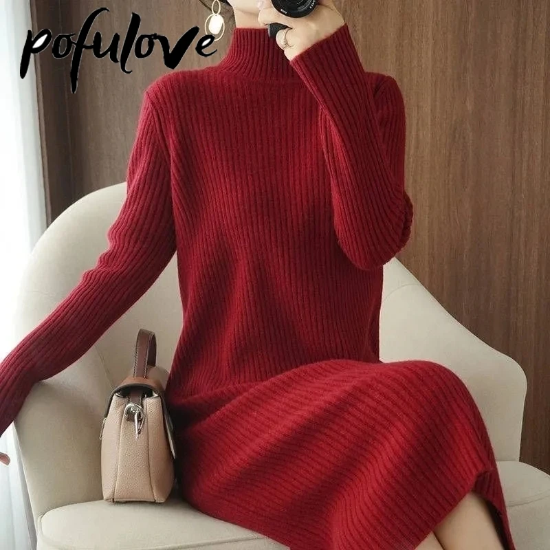 Sweater Dress Women's Half Turtleneck Pullover Knitwear Mid-length Over The Knee Loose Top Trending Sweater Dress Autumn Winter
Sweater Dress Women's Half Turtleneck Pullover Knitwear Mid-length Over The Knee Loose Top Trending Sweater Dress Autumn Winter