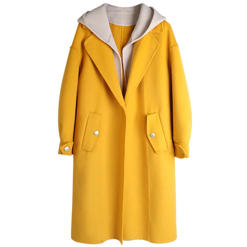 Wool Casaco Feminino Wide-waisted Women Hooded Covered Button Korean Coats and Jackets Trench Coat yellow
Wool Casaco Feminino Wide-waisted Women Hooded Covered Button Korean Coats and Jackets Trench Coat yellow