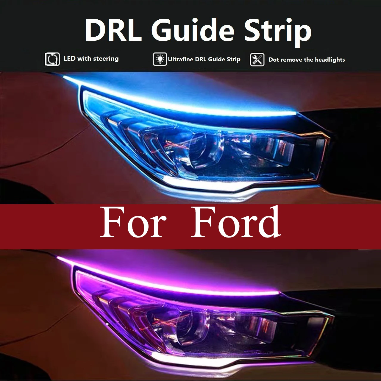 

2pcs Sequential DRL LED Strip Turn Signal Light Flexible for Ford Fiesta Mk6 JA8 S-Max C-Max Focus Mk3 Mk2 Kuga Galaxy II WA6 Ac
