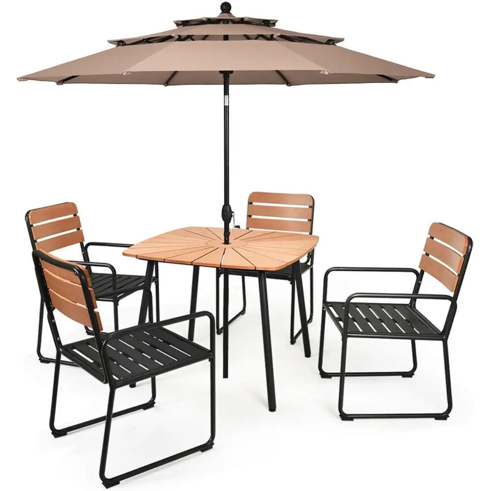 5PCS Outdoor Patio Dining Table Set Aluminium Frame Armrest Umbrella Hole Garden HW65844
5PCS Outdoor Patio Dining Table Set Aluminium Frame Armrest Umbrella Hole Garden HW65844
