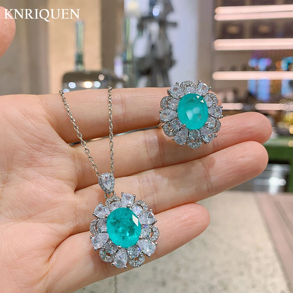 Vintage 10*12mm Paraiba Tourmaline Emerald Pendant Necklace Ring for Girlfriend Gemstone Wedding Engagement Jewelry Sets Gifts
Vintage 10*12mm Paraiba Tourmaline Emerald Pendant Necklace Ring for Girlfriend Gemstone Wedding Engagement Jewelry Sets Gifts