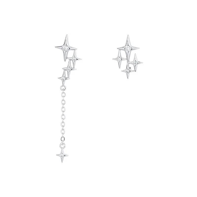 VENTFILLE Sterling Silver Four-pointed Star Earrings for Women Girl Fashion Micro-inlaid Zircon Asymmetric Jewelry Birthday Gift
VENTFILLE Sterling Silver Four-pointed Star Earrings for Women Girl Fashion Micro-inlaid Zircon Asymmetric Jewelry Birthday Gift