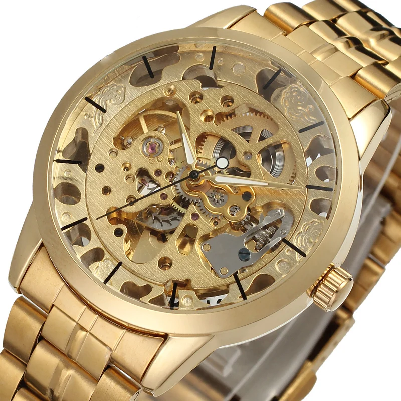 Luxury Men's Gold Full Steel Transparent Watch Skeleton Automatic Mechanical watches Steampunk Clock men Relogio Masculino 2020
Luxury Men's Gold Full Steel Transparent Watch Skeleton Automatic Mechanical watches Steampunk Clock men Relogio Masculino 2020